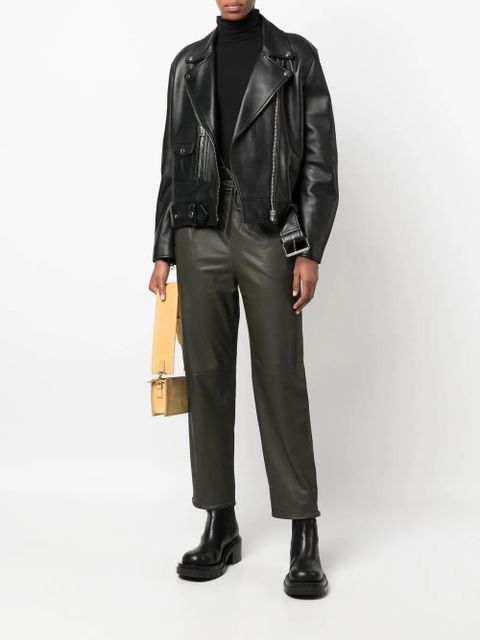 Yves Salomon drawstring-waist lambskin trousers - Green - zdjęcie produktu nr 2