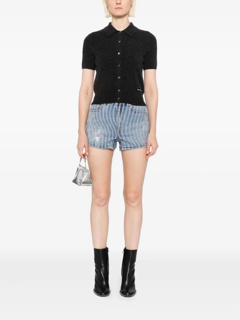 Alexander Wang star-embellished denim shorts - Blue