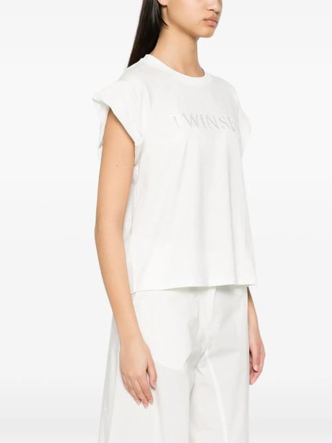 TWINSET logo-embroidered cap-sleeve T-shirt - White