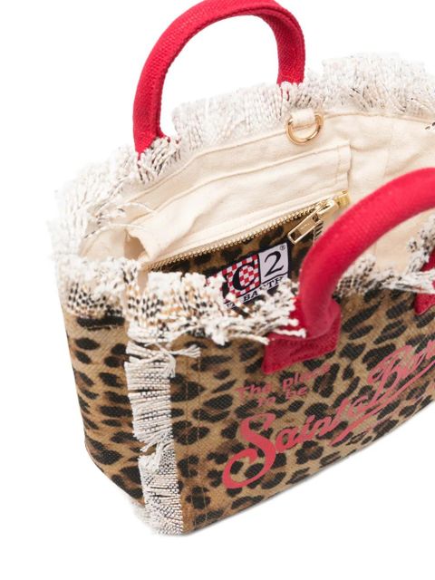 MC2 Saint Barth mini Vanity leopard-print frayed tote bag - Neutrals