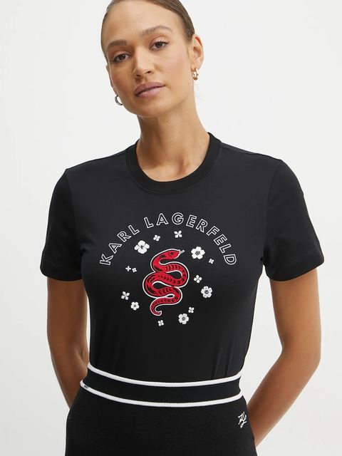 Karl Lagerfeld t-shirt bawełniany damski kolor czarny A1W17090 - zdjęcie produktu nr 1