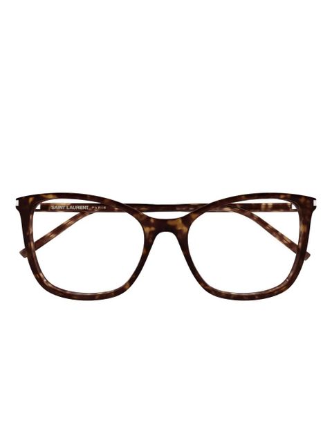 Saint Laurent Eyewear geometric-frame glasses - Brown