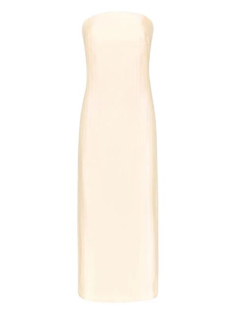 LouLou de Saison Giulia striped bustier midi dress - Neutrals