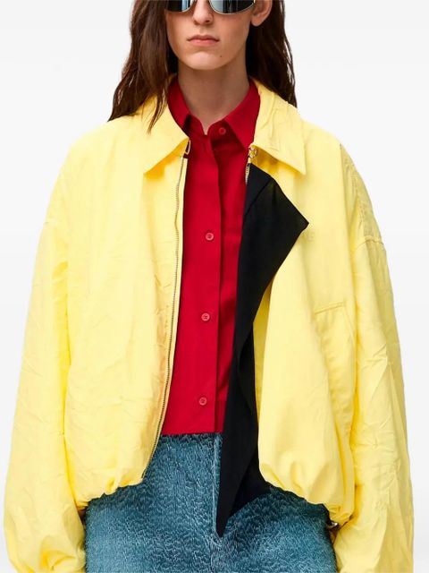 LOEWE crinkled-finish scarf-detail jacket - Yellow