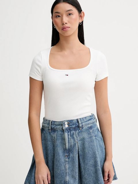 Tommy Jeans t-shirt damski kolor beżowy DW0DW21837 - zdjęcie produktu nr 1