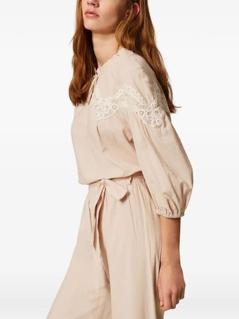 TWINSET lace-panelling blouse - Neutrals