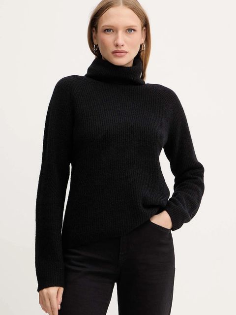 BOSS Orange sweter z dodatkiem wełny damski kolor czarny lekki z golfem 50548937 - zdjęcie produktu nr 1