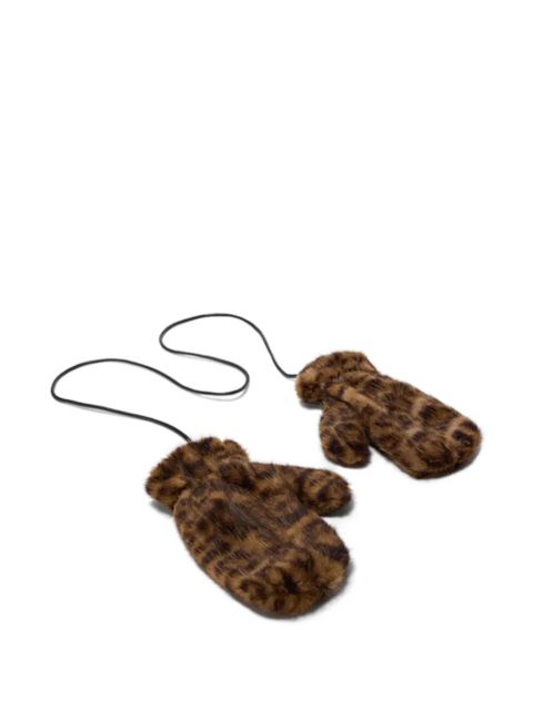 MC2 Saint Barth Muffy leopead-print mittens - Brown