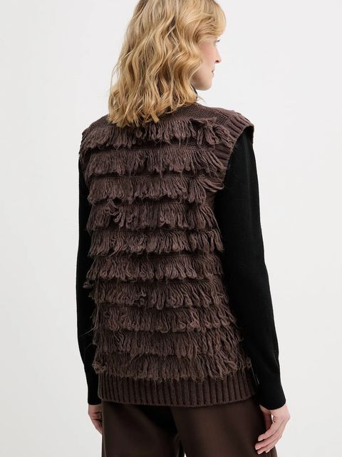 Sisley kamizelka z dodatkiem wełny damski kolor brązowy ciepły 18DLL602X