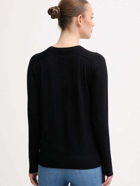 United Colors of Benetton sweter wełniany damski kolor czarny lekki 11AHD10CV - zdjęcie produktu nr 2