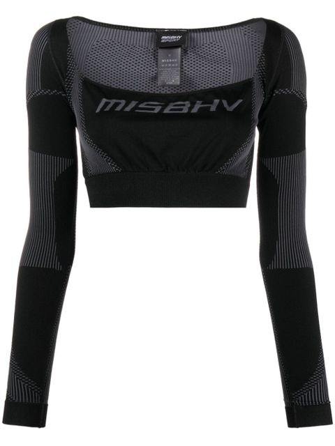 MISBHV logo-jacquard crop top - Black