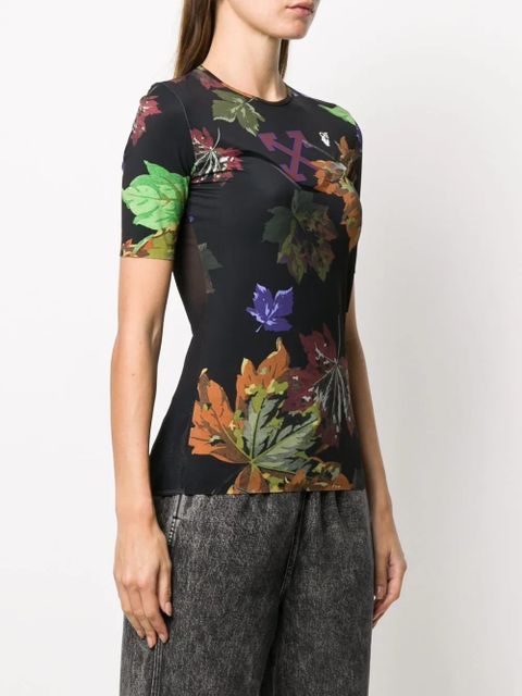 Off-White floral-print stretch-fit T-shirt - 1084 BLACK MULTICOLOR