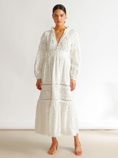 IXIAH AUSTRALIA - Biała sukienka z bawełny Folkkye