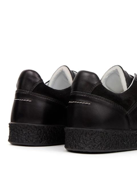 MM6 Maison Margiela stitch-logo leather sneakers - Black