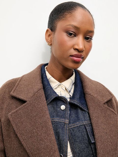 Answear.LAB płaszcz wełniany kolor brązowy przejściowy dwurzędowy