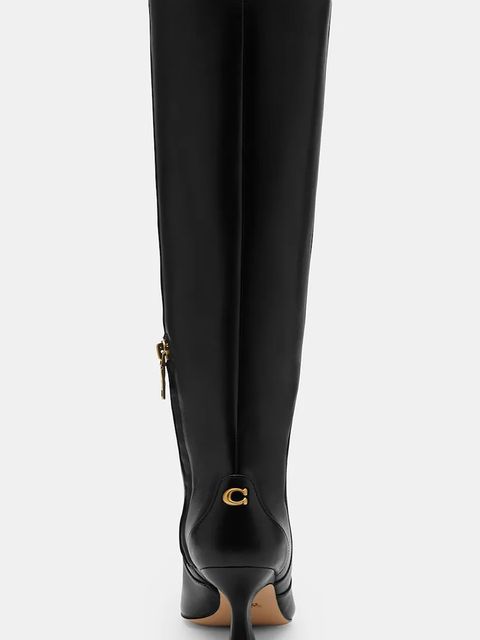 Coach kozaki skórzane Sculpted C Kitten Heel Leather Boot kolor czarny na szpilce CBP30 - zdjęcie produktu nr 2