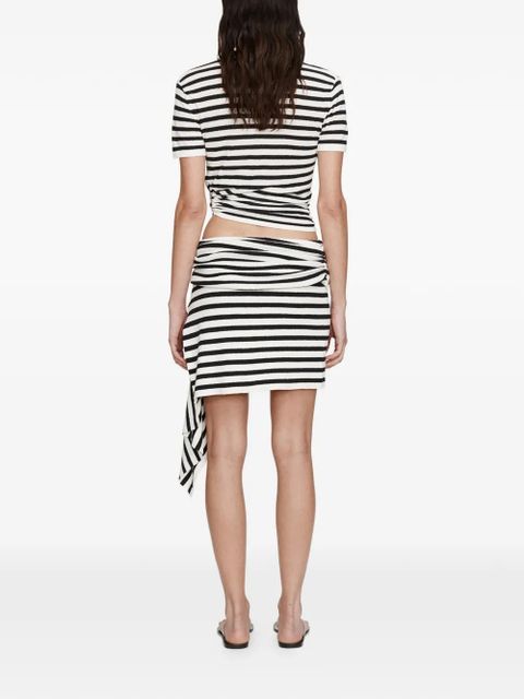 Christopher Esber Stripe Knit Ruched Orbit knit top - White