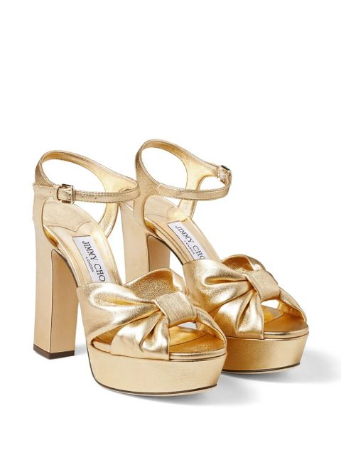 Jimmy Choo Heloise 120mm metallic-finish sandals - Gold