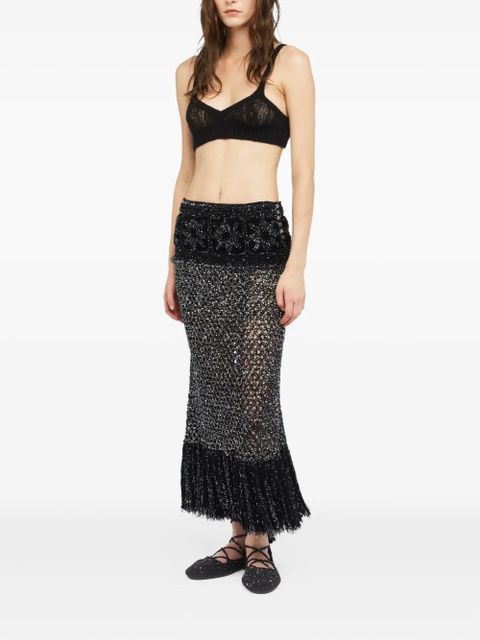 Alanui City Lights sequin-embellished fringe maxi skirt - Black - zdjęcie produktu nr 2