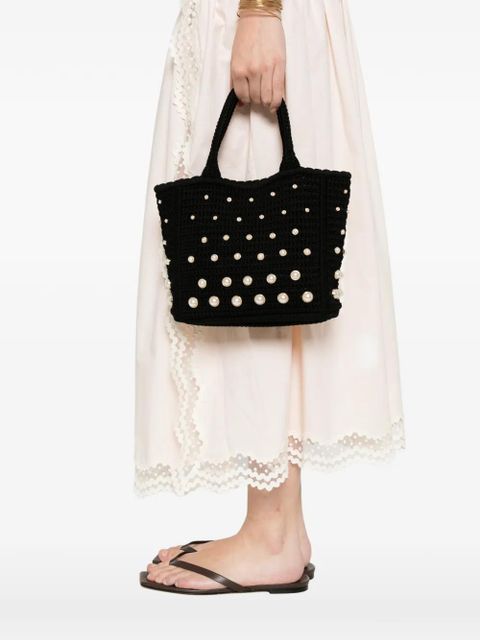 SANDRO pearl-embellished tote bag - Black - zdjęcie produktu nr 2