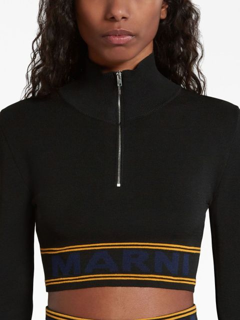 Marni logo-underband cropped jumper - Black