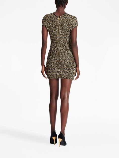 Balmain lurex tweed minidress - Gold