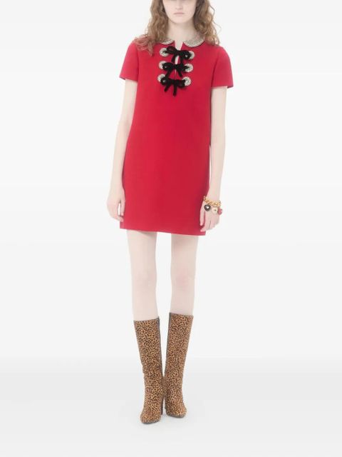 Valentino Garavani mini rhinestone embroidery dress - Red