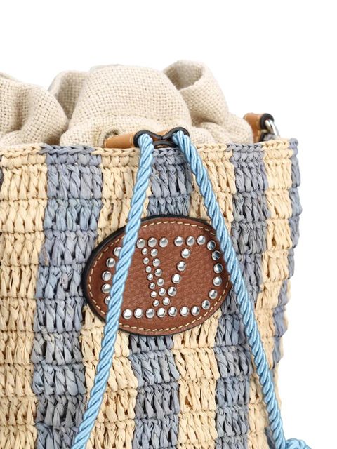 Valentino Garavani striped Vlogo bucket bag - Neutrals