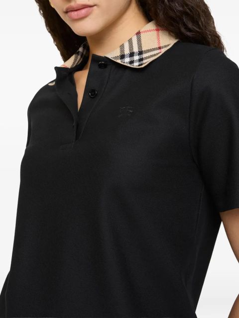 Burberry checked-collar cotton polo shirt - Black