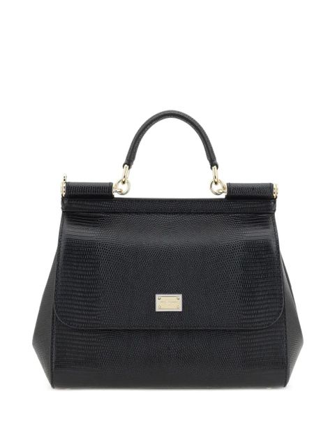 Dolce & Gabbana large Sicily iguana-print top-handle bag - Black - zdjęcie produktu nr 1