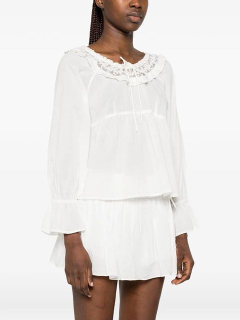 Posse Danielle lace-trim blouse - Neutrals