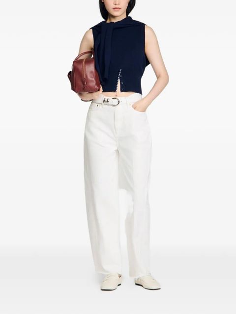 SANDRO cropped striped knit top - Blue - zdjęcie produktu nr 2