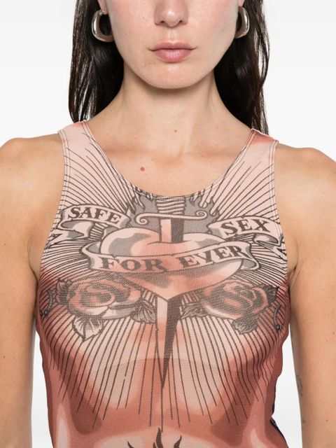 Jean Paul Gaultier graphic-print tank top - Neutrals