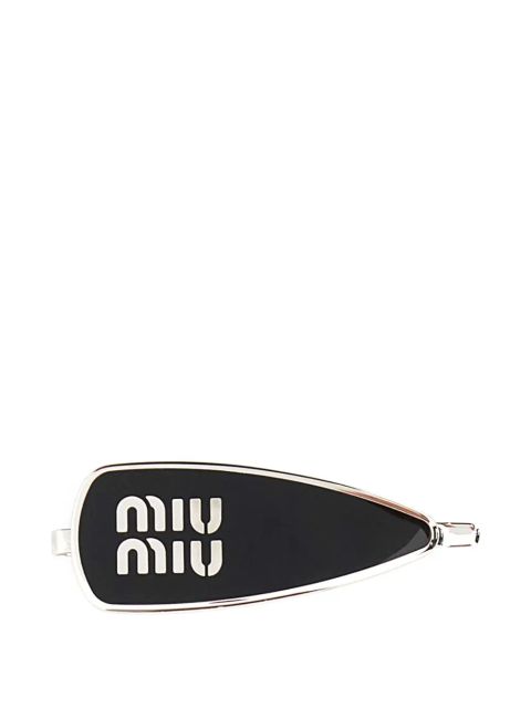 Miu Miu logo-embossed hair clip - Black