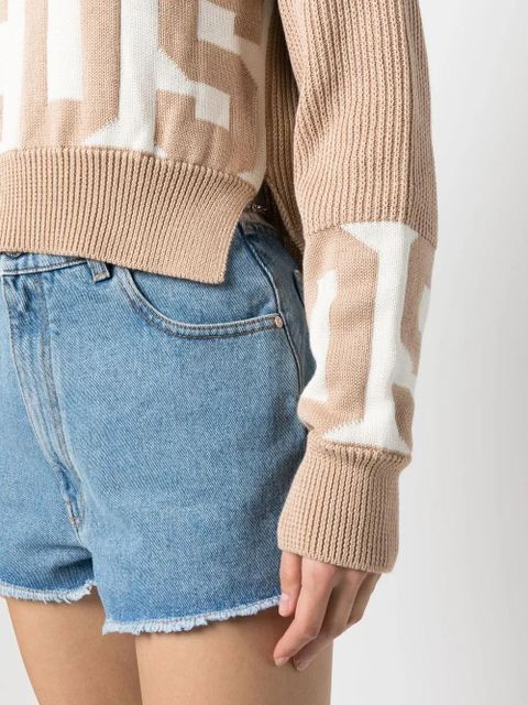 GCDS intarsia-knit logo jumper - Brown