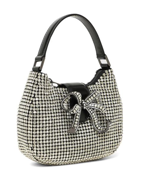 Self-Portrait crystal-embellished bow-detail tote bag - Silver