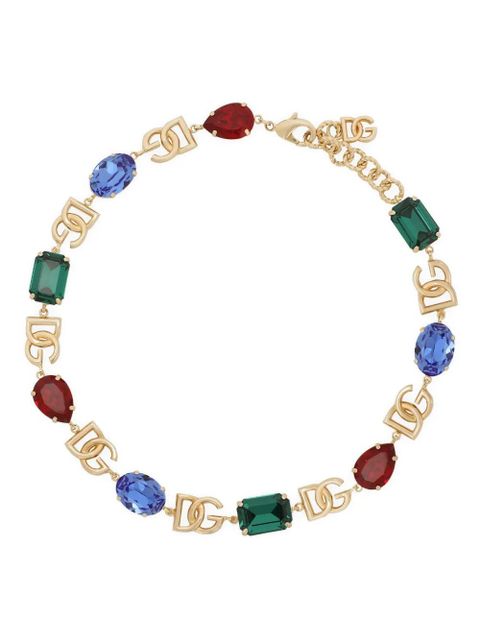 Dolce & Gabbana logo-plaque crystal-embellished necklace - Gold - zdjęcie produktu nr 1