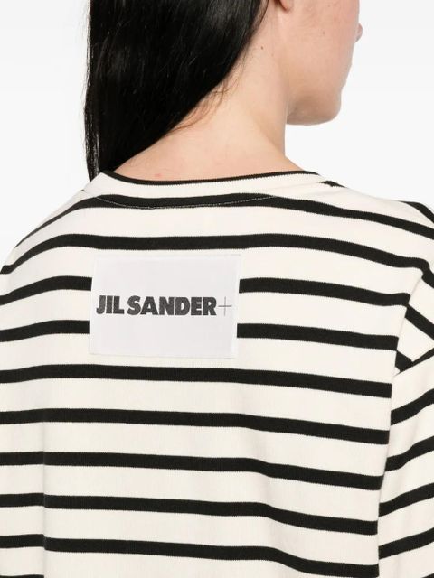 Jil Sander striped short sleeve dress - Neutrals