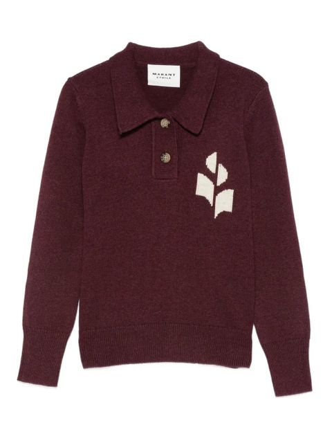 MARANT ÉTOILE emblem polo-neck sweater - Red - zdjęcie produktu nr 1