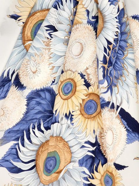 Ferragamo Sunflower-print silk scarf - Neutrals