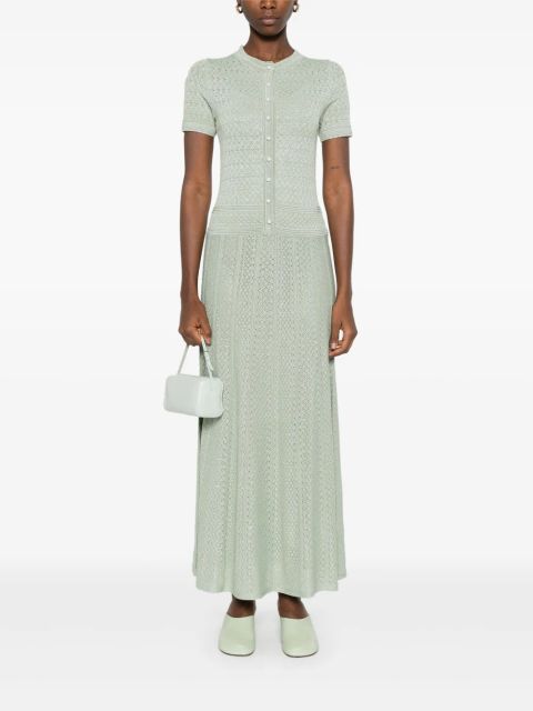 SANDRO open-knit maxi dress - Green