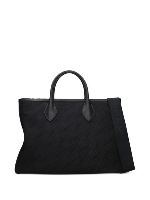 Ferragamo jacquard tote bag - Black - zdjęcie produktu nr 2