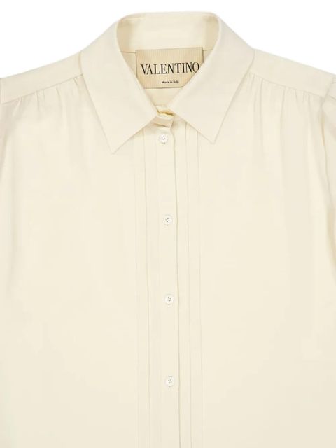 Valentino Garavani pintuck-detail puff-sleeve blouse - Neutrals