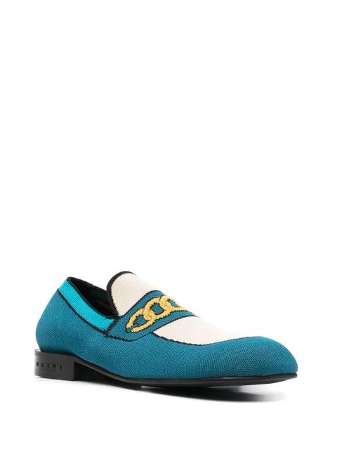 Marni almond-toe knitted loafers - Blue - zdjęcie produktu nr 2