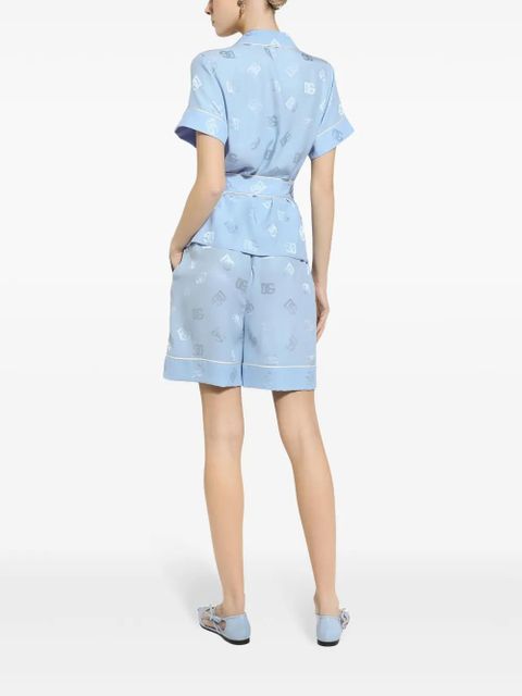 Dolce & Gabbana DNA monogram-jacquard tied-waist shirt - Blue