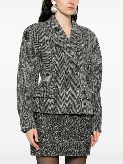 Alessandra Rich sequin-embellished herringbone jacket - Grey