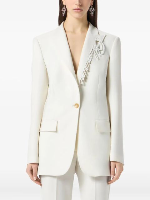 Blumarine logo-embroidered blazer - White