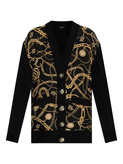 Balmain chain-print cardigan - Black - zdjęcie produktu nr 1