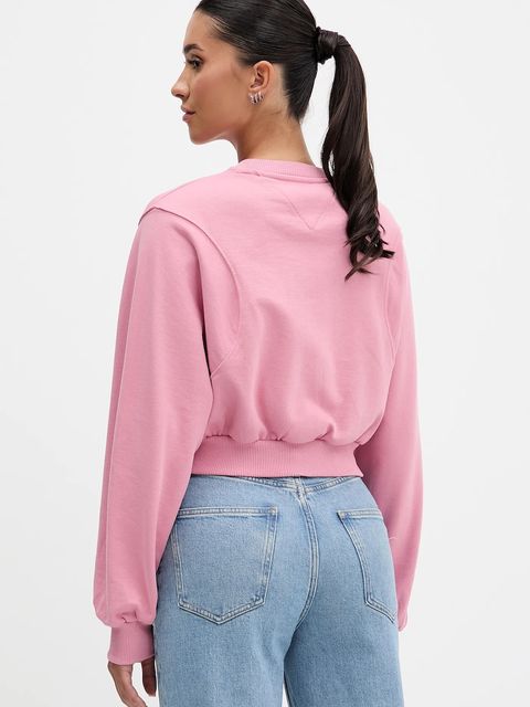 Tommy Jeans bluza bawełniana damska kolor różowy gładka DW0DW21831