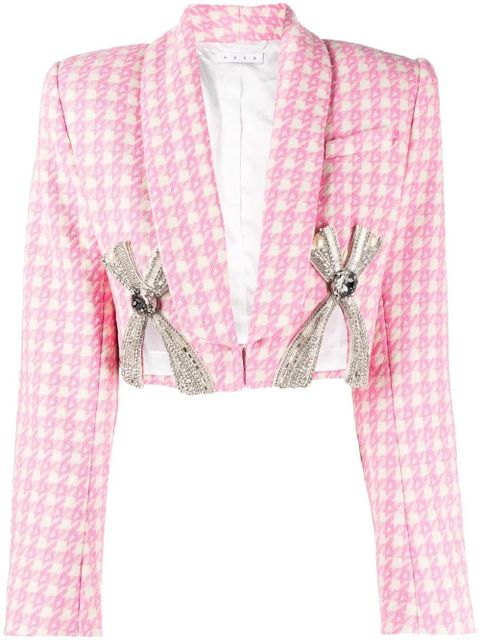 AREA Deco bow slit cropped blazer - White - zdjęcie produktu nr 1